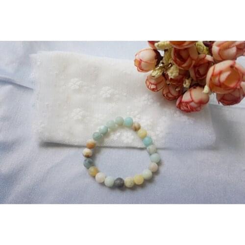 STENYA Stretch Cord Bracelet Matte Amazonite Dull Polish Beads Vintage Bangle Elastic Natural Stone Expandable Jewelry Pulseras