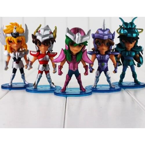 10cm 5pcs/lot Anime Seiya Figure Ikki Shiryu Hyoga Seiya Shun PVC Action Figures Collectible Model Toys