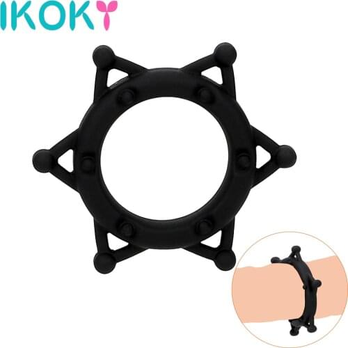 IKOKY Silicone Penis Ring Delay Ejaculation Sex Toys for Men Male Masturbation Dildo Extender Cock Ring Adult Products