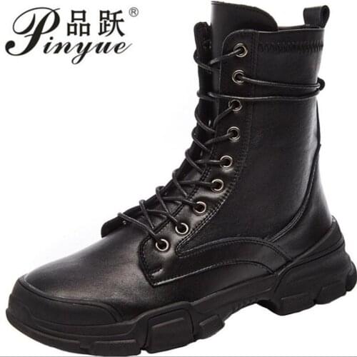 Leather breathable tactical boot 2019 New Fashion Leisure Boots Ladies Leather High-Top Casual Shoes High Quality