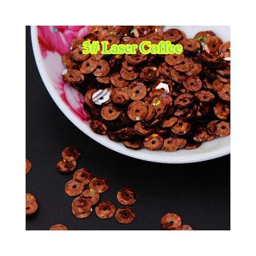 50g 8mm Cup Laser Bright Sequin Round Paillettes Sewing Hologram Sequins-3#Laser Coffee Confetti Spangles