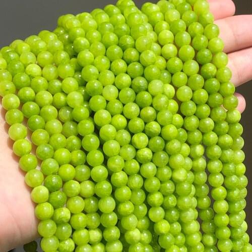Light Green Jades Chalcedony Natural Stone Round Loose Beads For Jewelry Making DIY Bracelet Necklace 4/6/8/10/12mm Strand 15