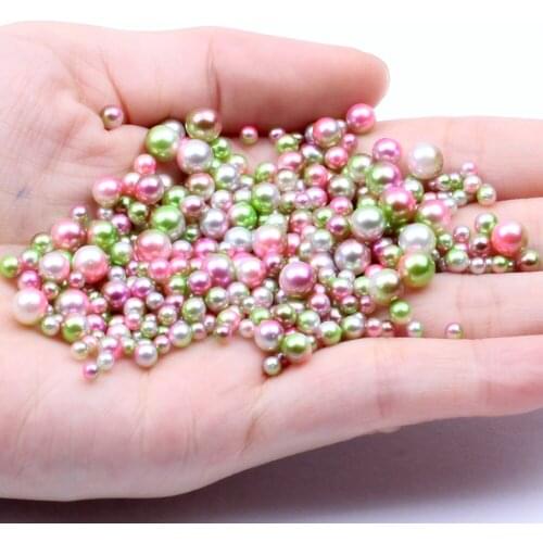 Small Pack 5mm 500pcs RainBow Color No Hole Round Pearls Imitation Pearls Dresses DIY Jewelry Nail Art Decorations