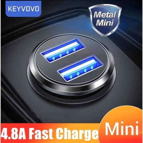 Metal 4.8A Fast Charger Mini USB Car Charger For Mobile Phone Tablet GPS Car-Charger Dual USB Car Phone Charger Adapter in Car