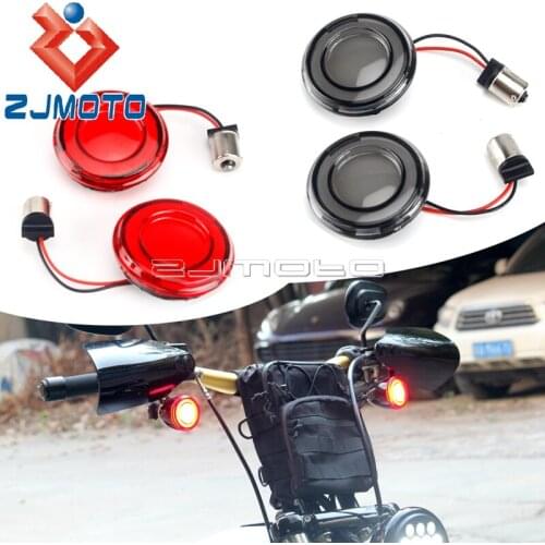 Motorcycle 2 Inch Black/Red Rear Bullet Style Turn Signal Lights 1156 For Harley Dyna Touring Street Glide Electra Glide
