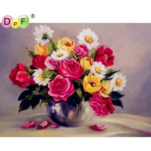New 5d diamond painting cross stitch Flower vase Rhinestones Square full mosaic resin Diamond embroidery home decor pictures