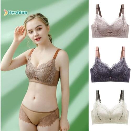 New Lace Contrast Color Latex Bra Without Steel Ring Thin Large Size Gathered Underwear Closed Auxiliary Breast Adjustable Bra