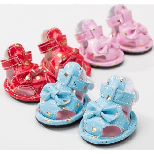 New arrivals pet dog shoes summer PU Bows dog shoes for chihuahua yorkshire Pink Blue Red Princess Puppy Cats Pugs products