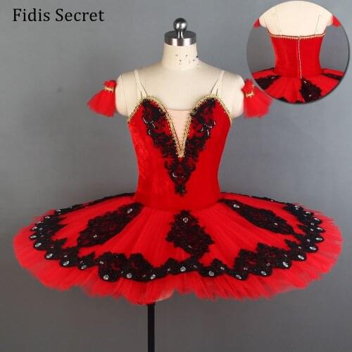 Charm Red Top Quality Professional Platter Ballet Tutu Costumes,Adult Ballerina Spanish Dance Classical Performance Stage Wear