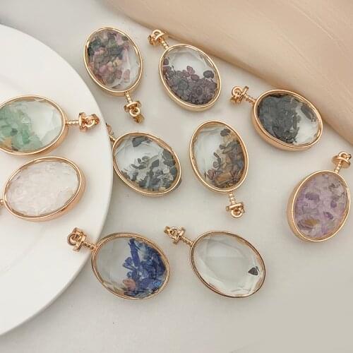 Natural Stone Oval Wishing Bottle Pendants Crystal Amethyst Quartz Healing Stone Necklace with Leather Chain Reiki Pendant Gifts