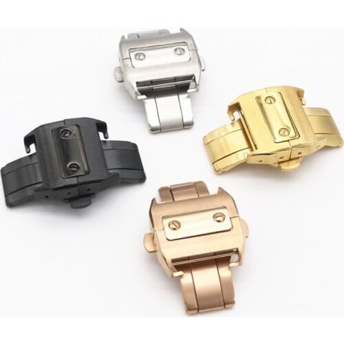 Watch Buckle 316L Stainless Steel Brushed Butterfly 18/21mm Fold Buckle Clasp for Cartier Santos 100 Series Watch Accessories