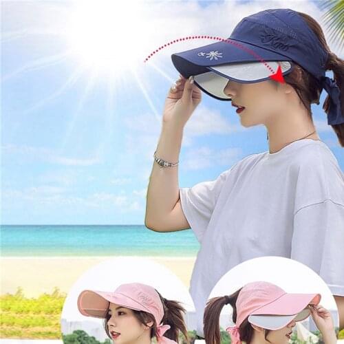 Sun Hats For Women UV Protection Visor Baseball Cap Summer Topless Beach Hat Cycling Fishing Sun Shade Caps With Elastic Back