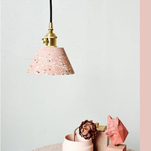 Nordic Modern Simple Chandeliers E27 Terrazzo Copper Pendant Light Living Room Bedroom Bedside Hotel Bar Cafe Shop Lamp