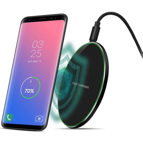 15W Ultra-thin Aluminum Alloy Fast Wireless Charger for iPhone XS Max X 8 for Samsung S20 S10 for Xiaomi Mi 10 Qi Charging Pad