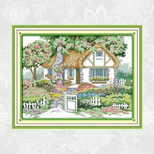 Joy Sunday Cross-stitch Spring Garden Paintings Print on Canvas DMC 14CT 11CT Chinese Cross Stitch Needlework Embroidery kits