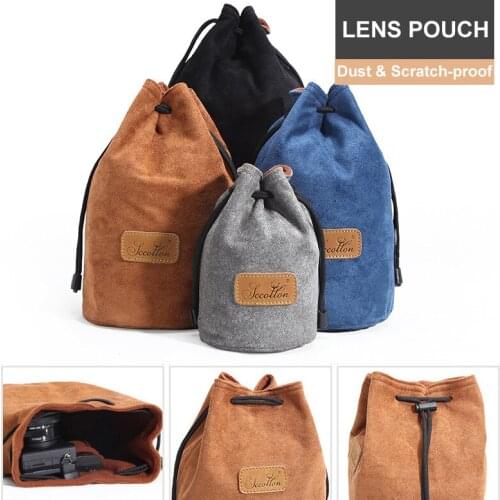 Vintage Velvet Fleece DSLR Bag Drawstring Bag Lens Pouch Protection Camera Dust-proof Scrach-proof for Canon Nikon Sony Pentax