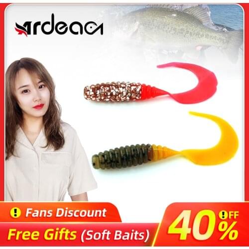 Ardea Soft Lures 10pcs 60mm 1.5g Silicone Worm Bait Swimbait Artificial BaitfishinWobblers Bass Curly jigging tail Double Color