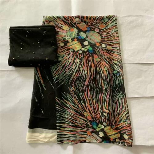 High Quality African Silk Chiffon Printed Fabric 5+2 Yard For Ladies To Wear Soft And Comfortable Printed Silk Fabric! LXF6718