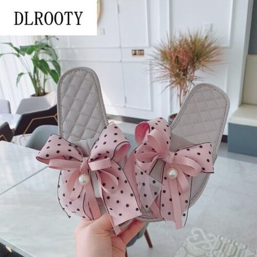 Women Slippers Sandals Flip Flops 2019 New Summer Fashion Polka Dot Non-slip Shoes Woman Slides Butterfly-knot Casual Female