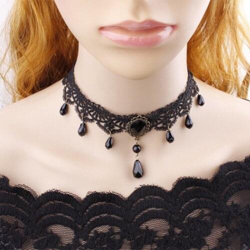 Hollow Designs Black Velvet Lace Choker Sexy Necklace Women Layer Pendant Vintage Collar Punk Gothic Jewelry Goth Accessories