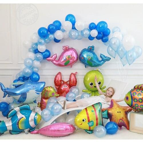 1PC Octopus Shark Fish Helium Balloons Marine Life Ocean Animals Theme Birthday Party Wedding Decorations Baby Shower Supplies