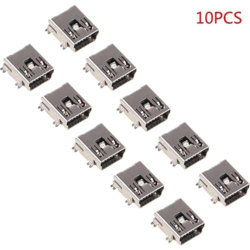 10 Pcs Mini USB Type B 5 Pin Female Socket Connector For Mobile Phone Charging