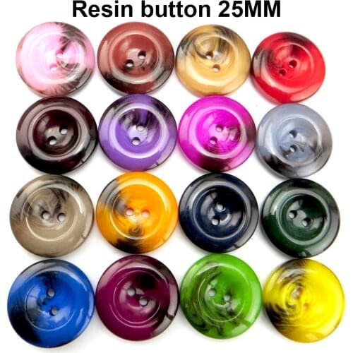 15PCS Shirt RESIN Coat Button 25MM 2 Hole Decorative Kids Sewing Clothes Accessory Round Sweater Buttons R-352