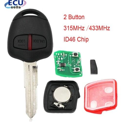 2 Button Remote Key Fob for Mitsubishi Lancer Outlander ID46 CHIP 315Mhz or 433Mhz Left blade