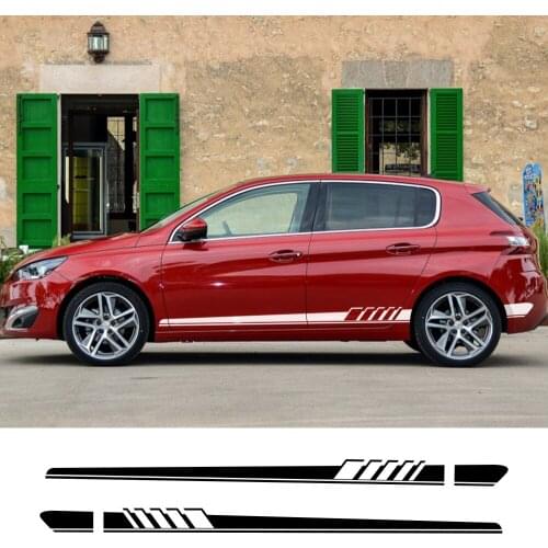 2Pcs For Peugeot 307 206 308 407 207 3008 208 508 2008 301 408 607 4008 5008 Car Long Side Stripe Sticker Car Tuning Accessories