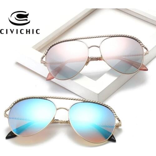 CIVICHIC 2017 New Fashion Men and Women Sunglasses Pilots Style Eyewear Personalized Spiral Frame Glasses Street Snap Gafas E387