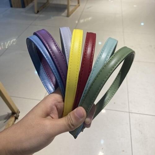 2021 New Fashion PU Leather Solid Color Thin Headband Hairband Hair Accessories Headwear Head Hoop Hair Band Hair Hoop