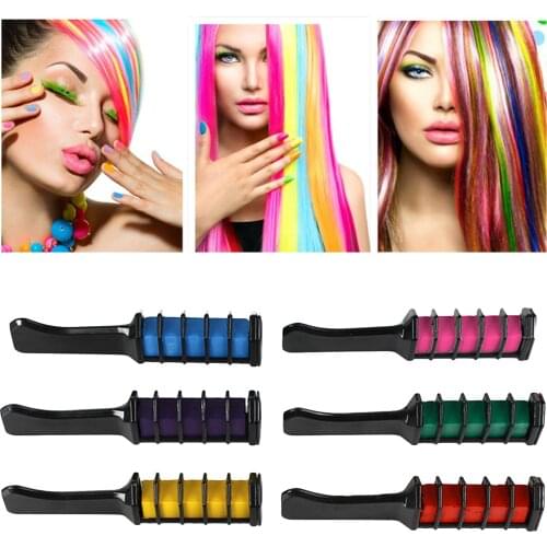 6PCS Temporary Hair Chalk Comb-Disposable Powder Hair Color Chalk Hair Dyeing Tool For Party Nightclubs Festivals DIY Cosplay