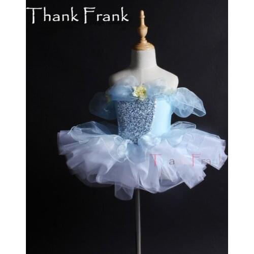 Girls Flower Ballet Tutu Dress Kids Sequin Ballerina Costume Adult Romantic Princess Neckline Ballet Dance Dresses Costumes C204