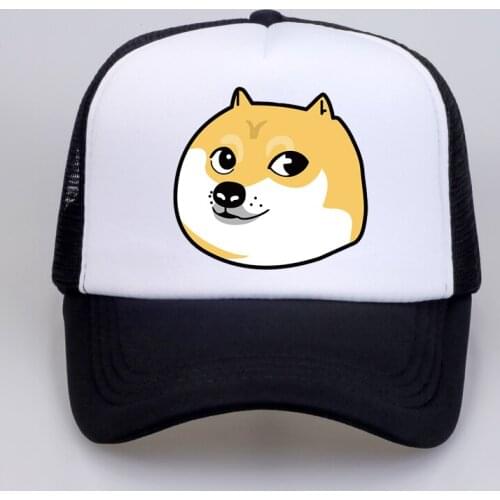 New fashion brand Mens 100% cotton Dad hat Summer Mesh Trucker hat Cartoon animal husky print dog Baseball Cap