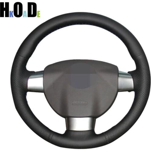 Black Artificial Leather Steering Wheel Covers Hand-stitched Car Steering Wheel Cover for Ford Focus 2 2005-2011(3-Spoke)