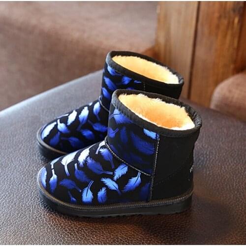 Childrens Snow Boots 2019Winter New Thickening Plus Velvet Baby Cotton Shoes Thick Warm Boys Leather Boots Girls Boots Slip-On