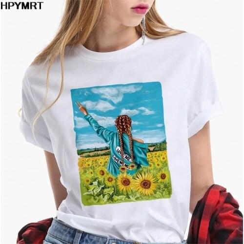 Sunflower beauty Print t shirt Women Harajuku Casual Fun t-shirt For Lady Girl Summer Short Sleeve Top Tee Female tshirt Clothes