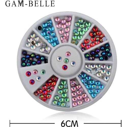 GAM-BELLE Mixed Color Nail Rhinestone Cat Eye Acrylic Flatback Crystal Nail Art Decoration Accessories Manicure tools In Wheel