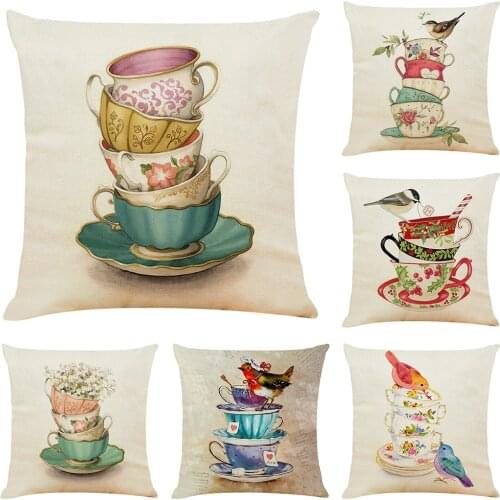 Art Cup Cushion Cover Hoga Decorative Pillow funda cojines 45x45 housse de coussin Nordic Throw Pillow Cover for Sofa Car