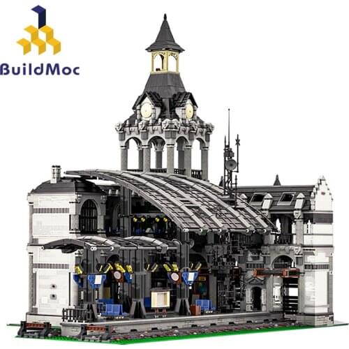 MOC City Street Scene Train Station Building Blocks Modular Construction Block Model MOC-37719 for Children Gift 12597 PCS Toys