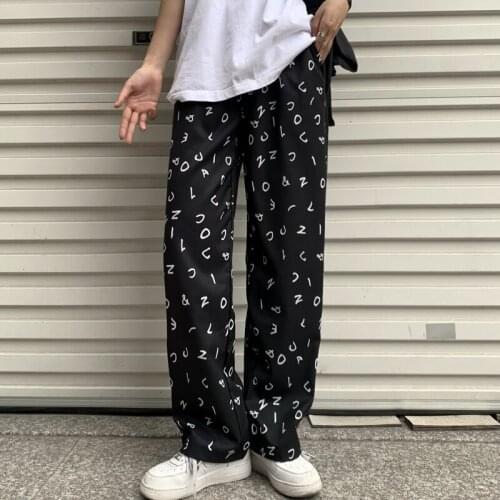 Korean Fashion Trends Straight Leg Pants for Women y2k Summer Casual Clothes Girls Letter Print Streetwear Gothic Style Trouser