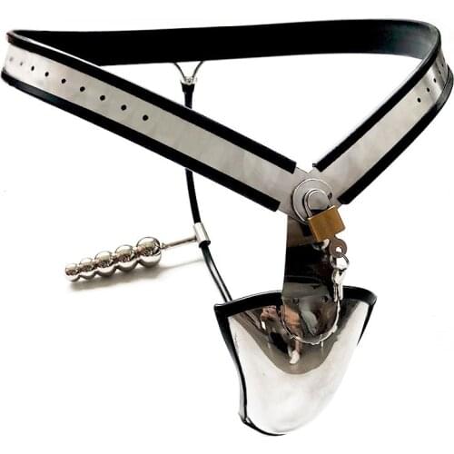 Stainless Steel Male Chastity Belt Metal Penis Sleeve Anal Plug Underwear Cbt Sex Toys For Men BDSM Bondage Chastity Lock Pants