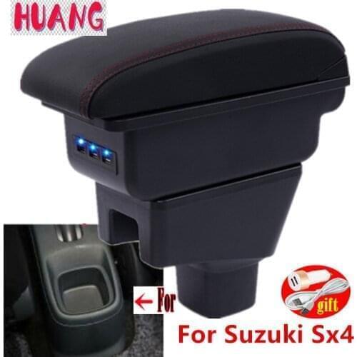 Arm Rest For Suzuki Sx4 2006-2018 Center Centre Console Storage Box Armrest Rotatable with USB LED 2007 2008 2009 2010 2011 2012