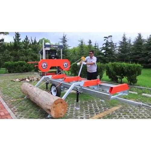 Portable Sawmill Horizontal Bandsaw Mill Trolley /forestry sawmachines/ gasoline engine portable horizontal band sawmill