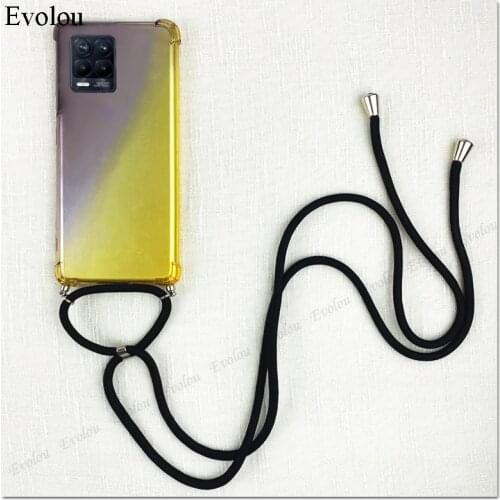 Capa For Realme 8 7i GT NEO C21 C20 C11 Airbag Shockproof Case For OPPO Narzo 30A Crossbody Lanyard Soft Silicone Back Cover