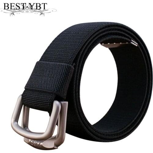 Best YBT Unisex canvas belt Alloy double buckle weaving canvas men belt fashion Soft cloth canvas casual cowboy men belt