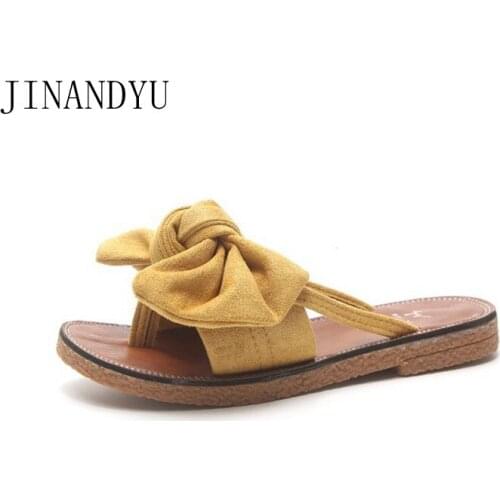 Bow Summer Shoes Women Flip Flops Outdoor Slippers Flip Flop Flats Casuales Comfortable Slippers Women Flat Sandalia Femininos