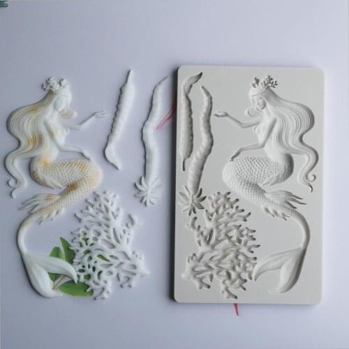 SEA Maven Mermaid & Seaweed Silicone Mold Fondant Cake Decoration Mould Sugarcraft Chocolate Kitchen Baking Tool Gumpaste Form