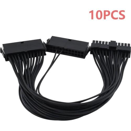TISHRIC 10PCS 20+4 24Pin Power Supply Sync Starter ATX Mining Power Supply Cord Dual PSU Cable Extension Riser For GPU Miner