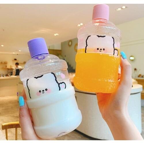 Large Capacity Water Bottle Kawaii Bear Crossbody Drinking Outdoor Sport Cup Portable Cute Mini Plastic Bucket Student Adult